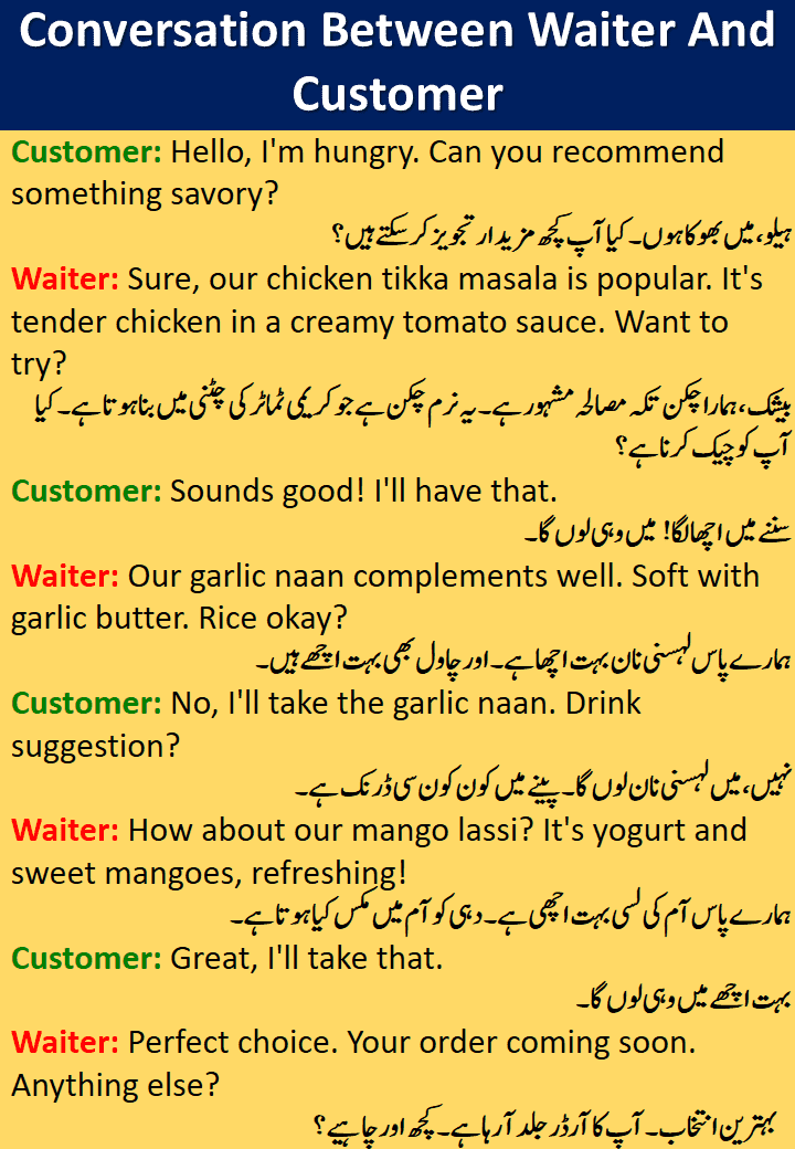 Daily Use Conversation Between Customers And Waiters || Different Topics